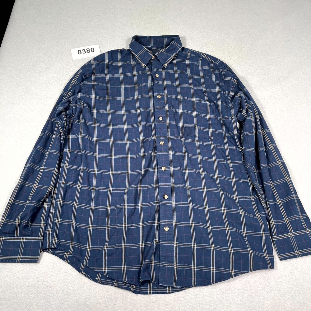 Arrow Shirts Mens XLT Blue Plaid Cotton Collared Button Down‎ Long Sleeve Casual